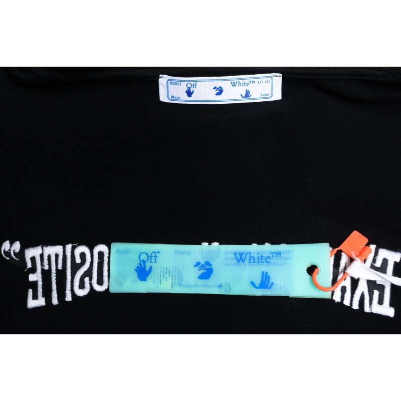 EM Sneakers Off-White Hoodie Black Embroidered Blue Lettering Print