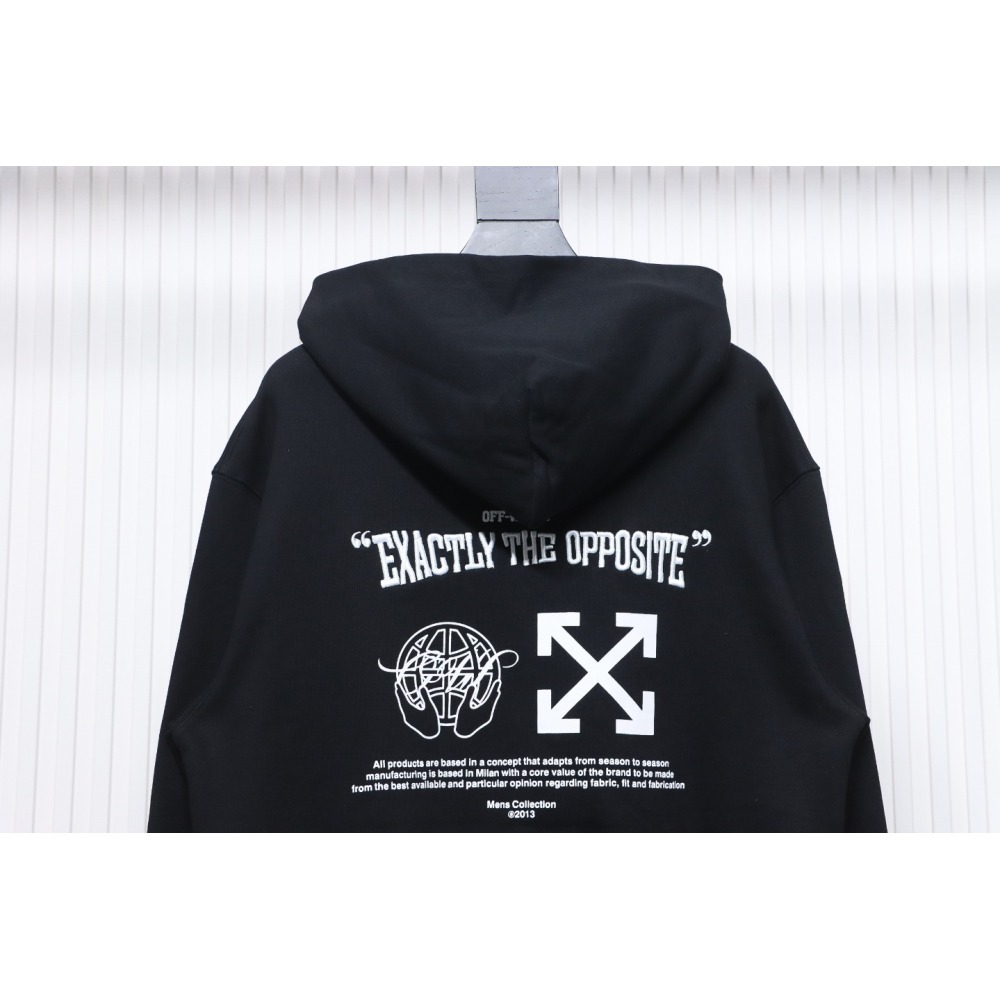 EM Sneakers Off-White Hoodie Black Embroidered Blue Lettering Print