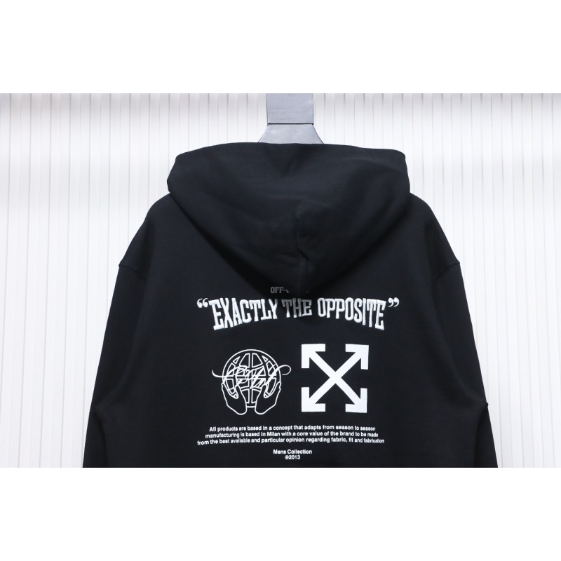 EM Sneakers Off-White Hoodie Black Embroidered Blue Lettering Print
