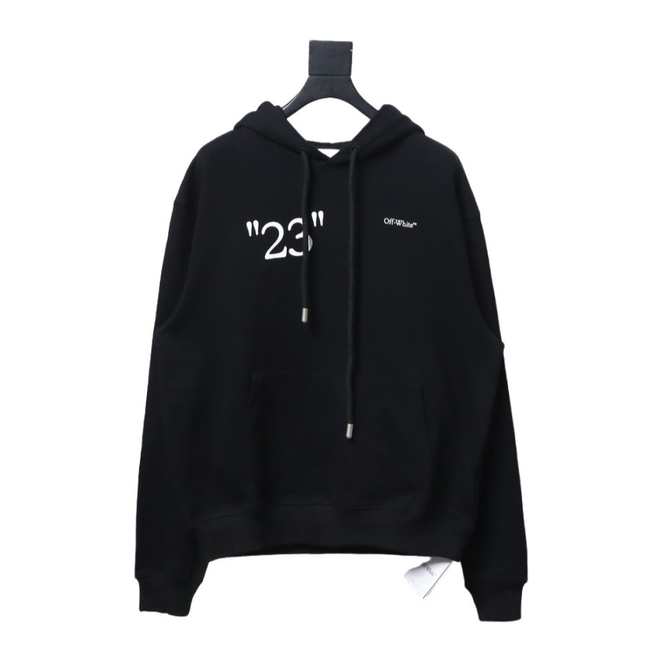 EM Sneakers Off-White Hoodie Black Number 23 Hoodie Slash Letter Print