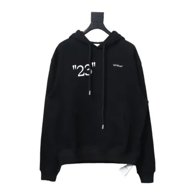 EM Sneakers Off-White Hoodie Black Number 23 Hoodie Slash Letter Print 01