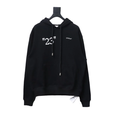 EM Sneakers Off-White Hoodie Black Number 23 Hoodie Slash Letter Print 01
