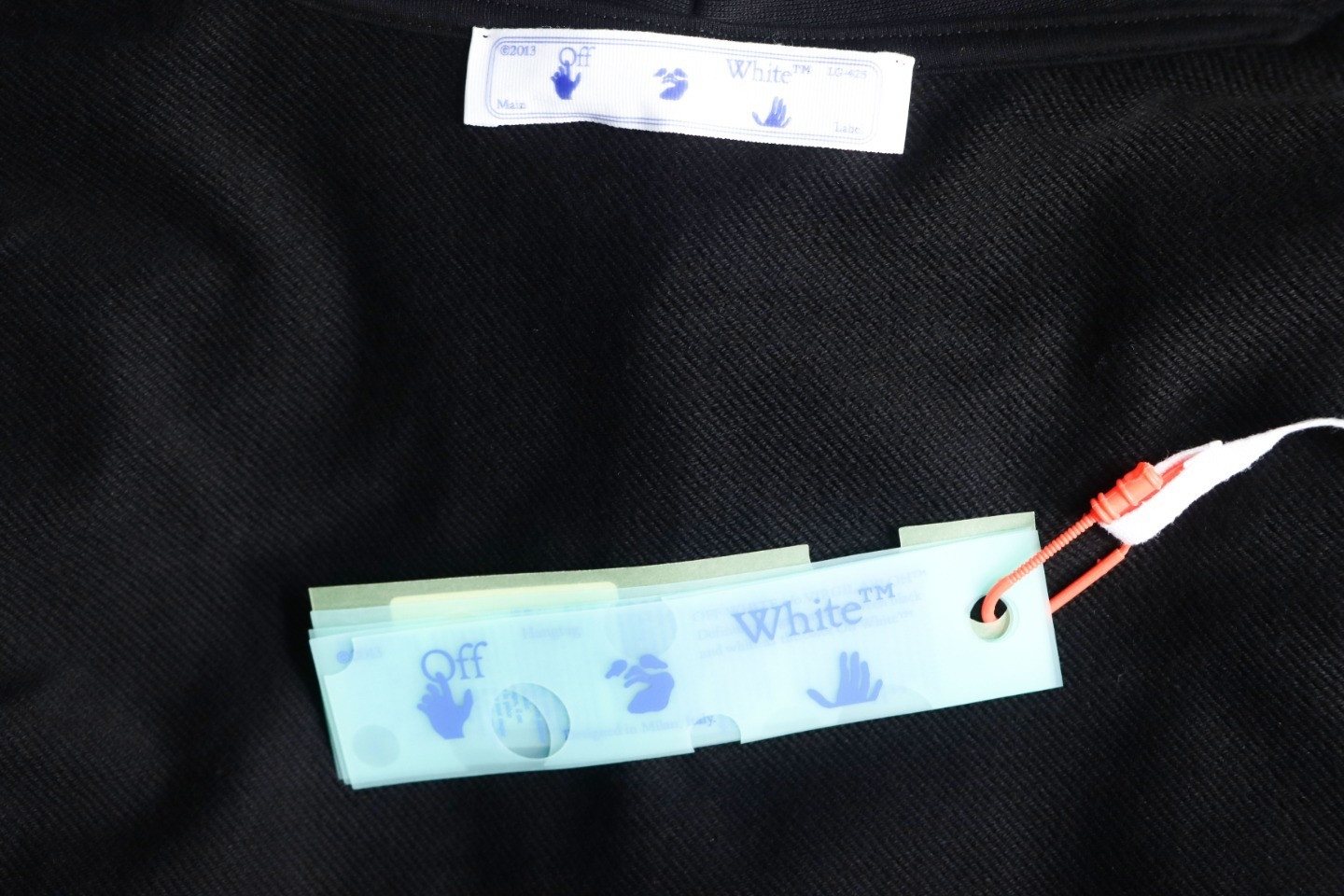 EM Sneakers Off-White Hoodie Black OW Acrylic Arrow Print