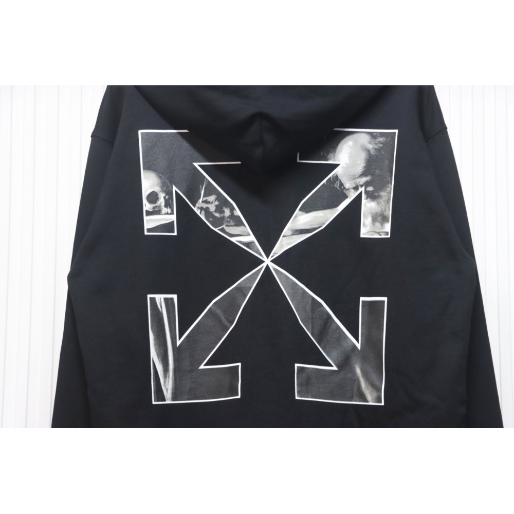 EM Sneakers Off-White Hoodie Black OW Caravaggio Black and White Religious Print