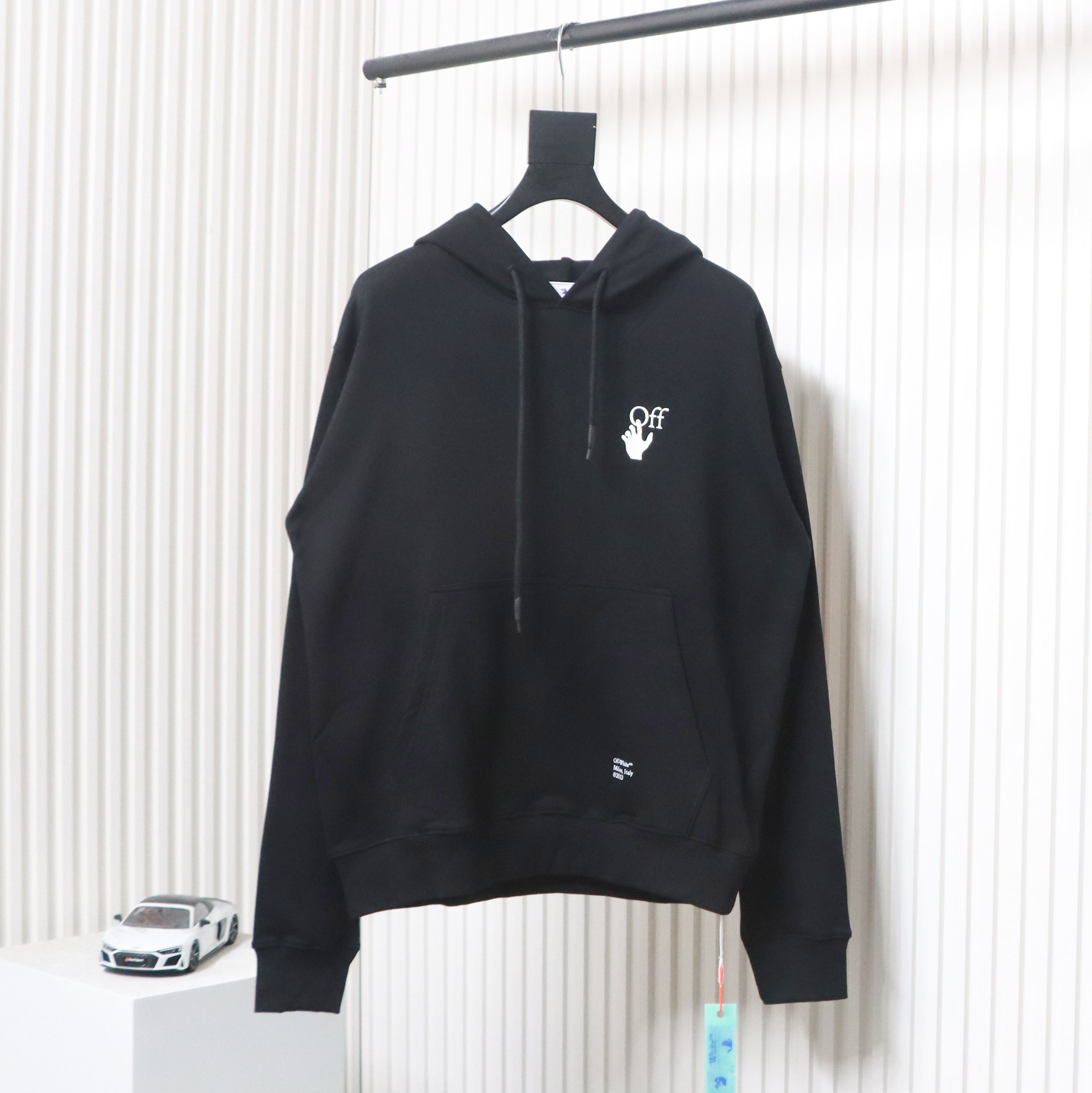 EM Sneakers Off-White Hoodie Black OW Caravaggio Black and White Religious Print