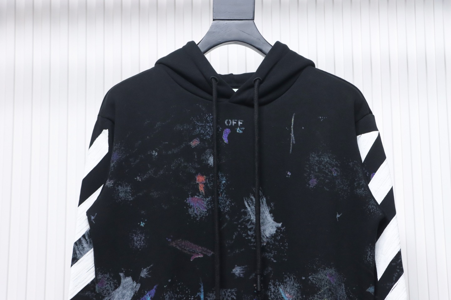 EM Sneakers Off-White Hoodie Black OW Starry Sky Fireworks Ink Print
