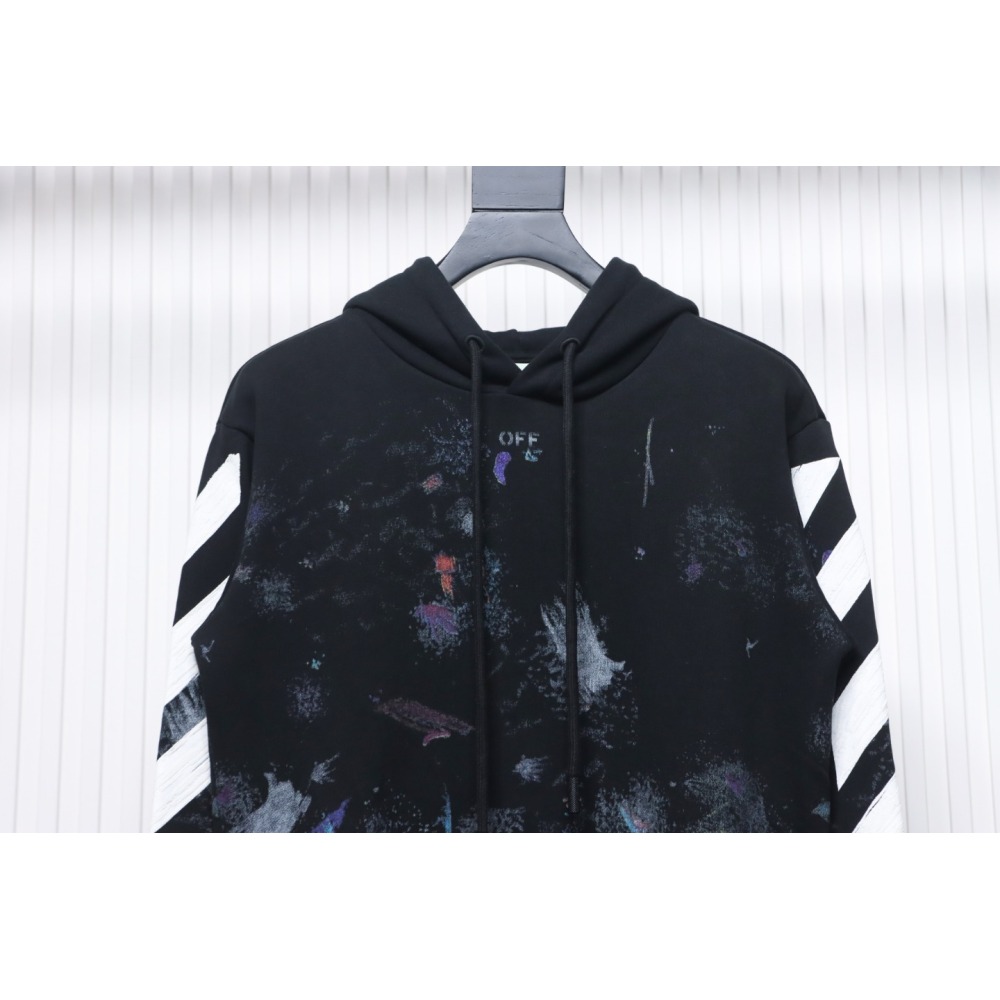 EM Sneakers Off-White Hoodie Black OW Starry Sky Fireworks Ink Print