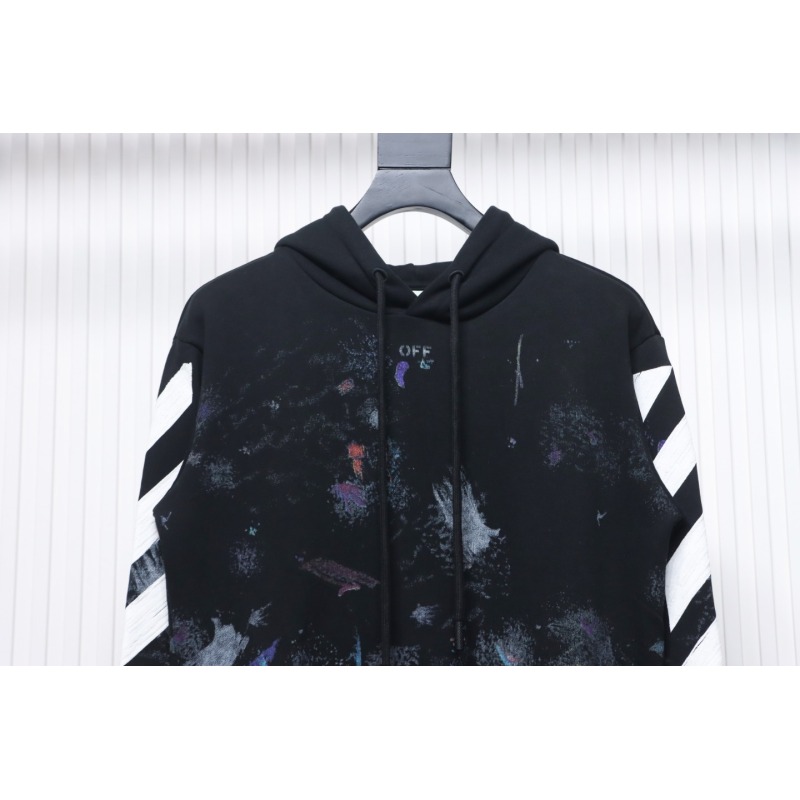 EM Sneakers Off-White Hoodie Black OW Starry Sky Fireworks Ink Print