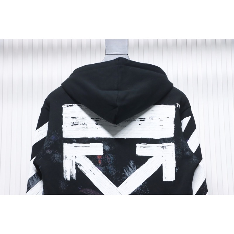 EM Sneakers Off-White Hoodie Black OW Starry Sky Fireworks Ink Print