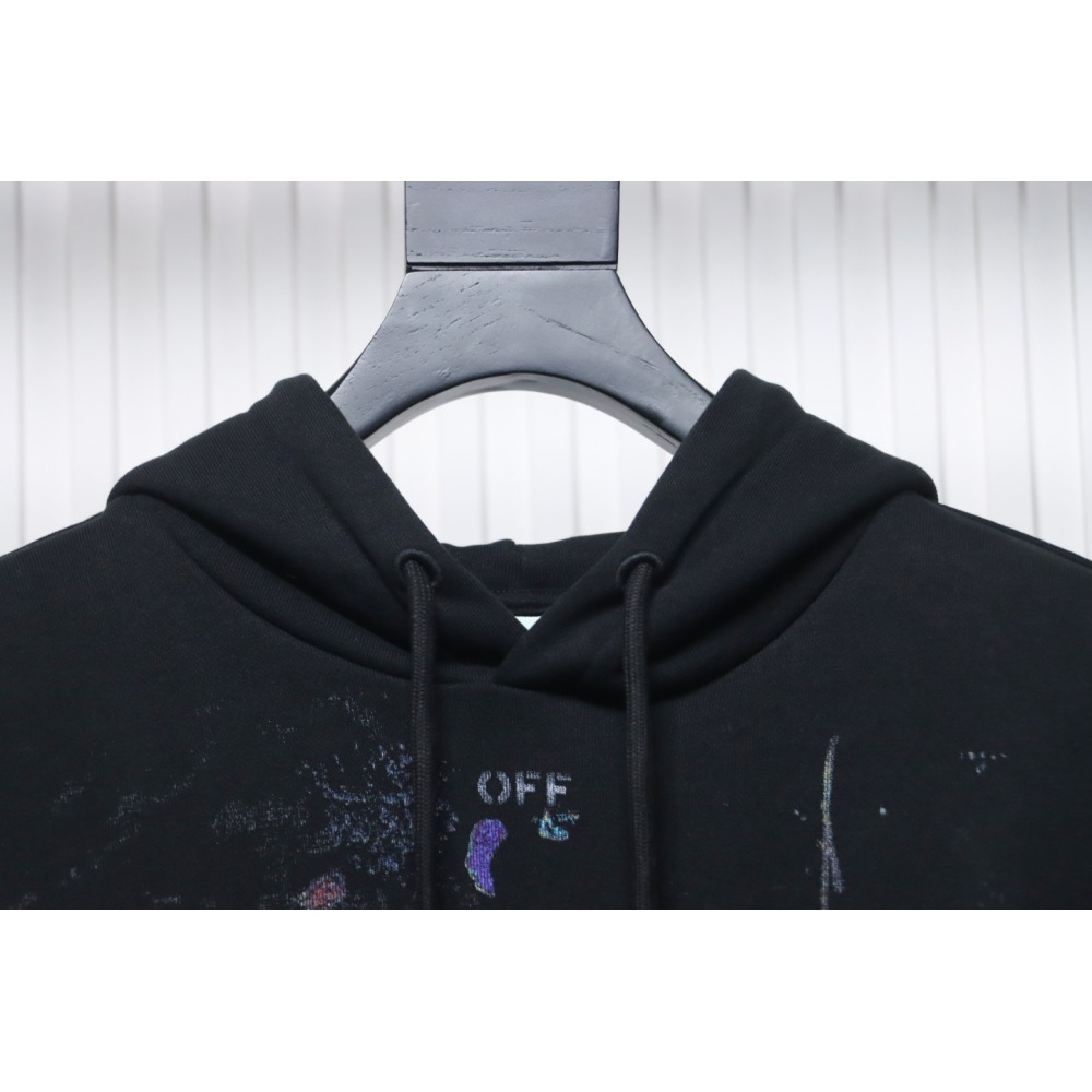 EM Sneakers Off-White Hoodie Black OW Starry Sky Fireworks Ink Print