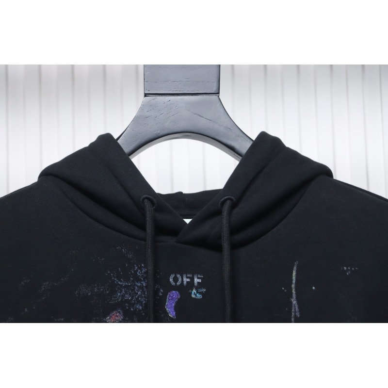 EM Sneakers Off-White Hoodie Black OW Starry Sky Fireworks Ink Print
