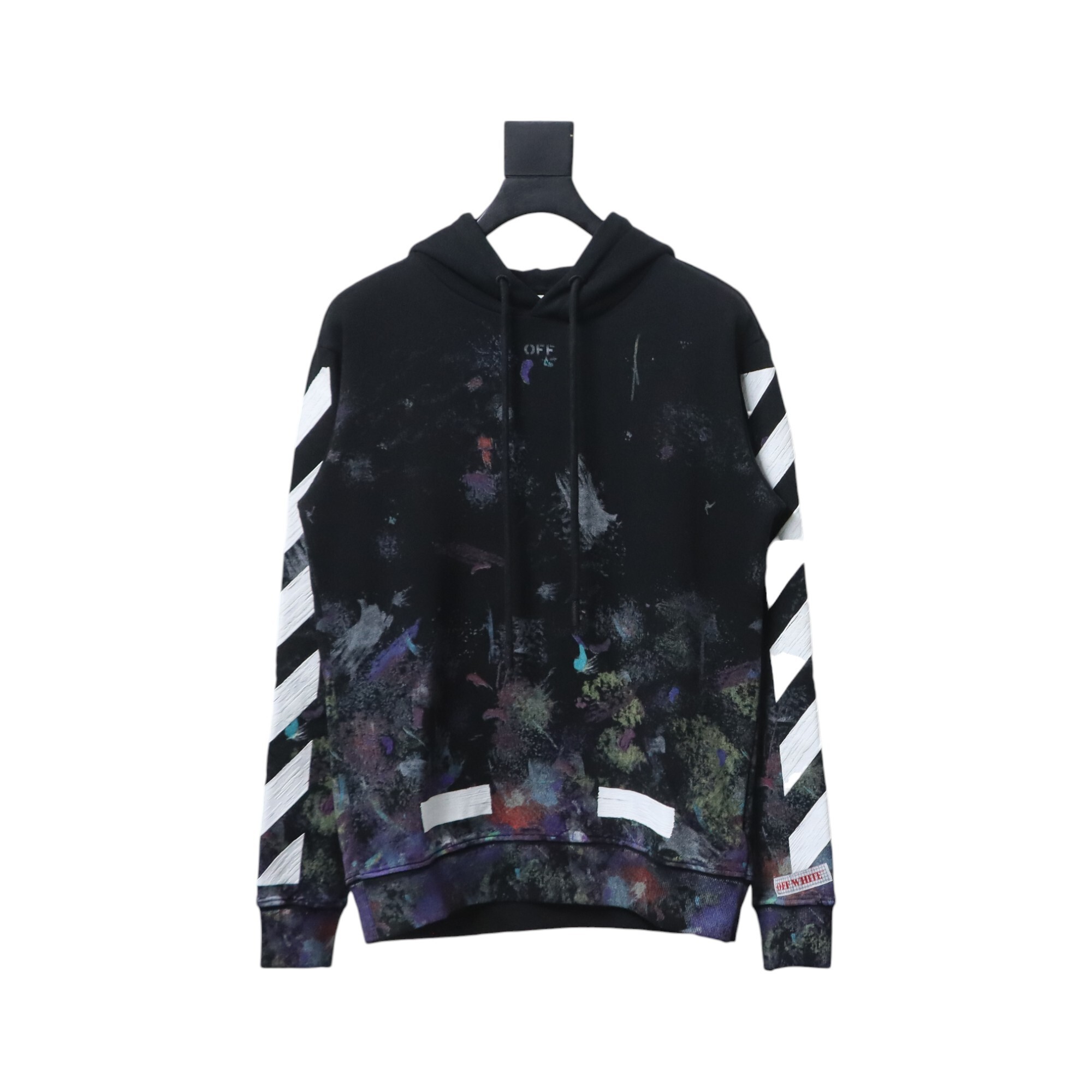 EM Sneakers Off-White Hoodie Black OW Starry Sky Fireworks Ink Print
