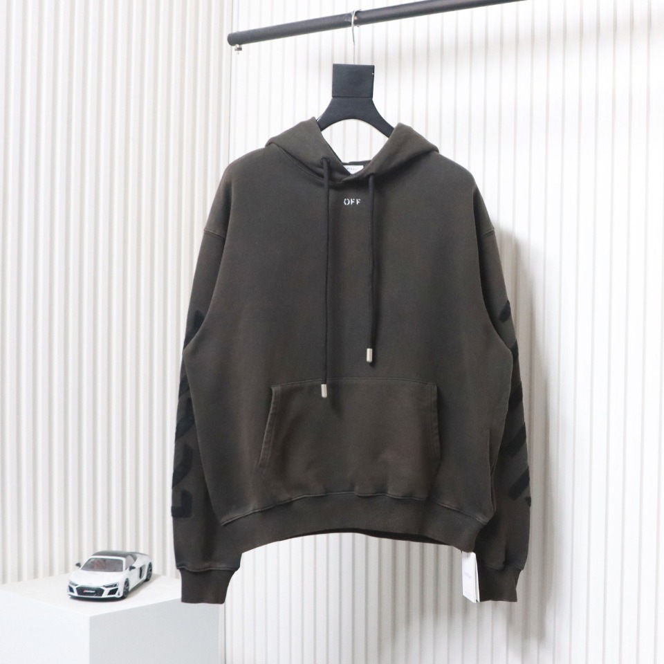 EM Sneakers Off-White Hoodie Brown OW Washed Old Man Print