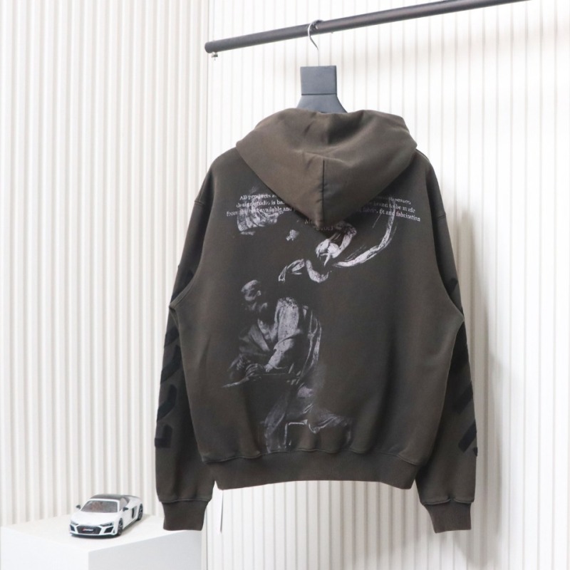 EM Sneakers Off-White Hoodie Brown OW Washed Old Man Print