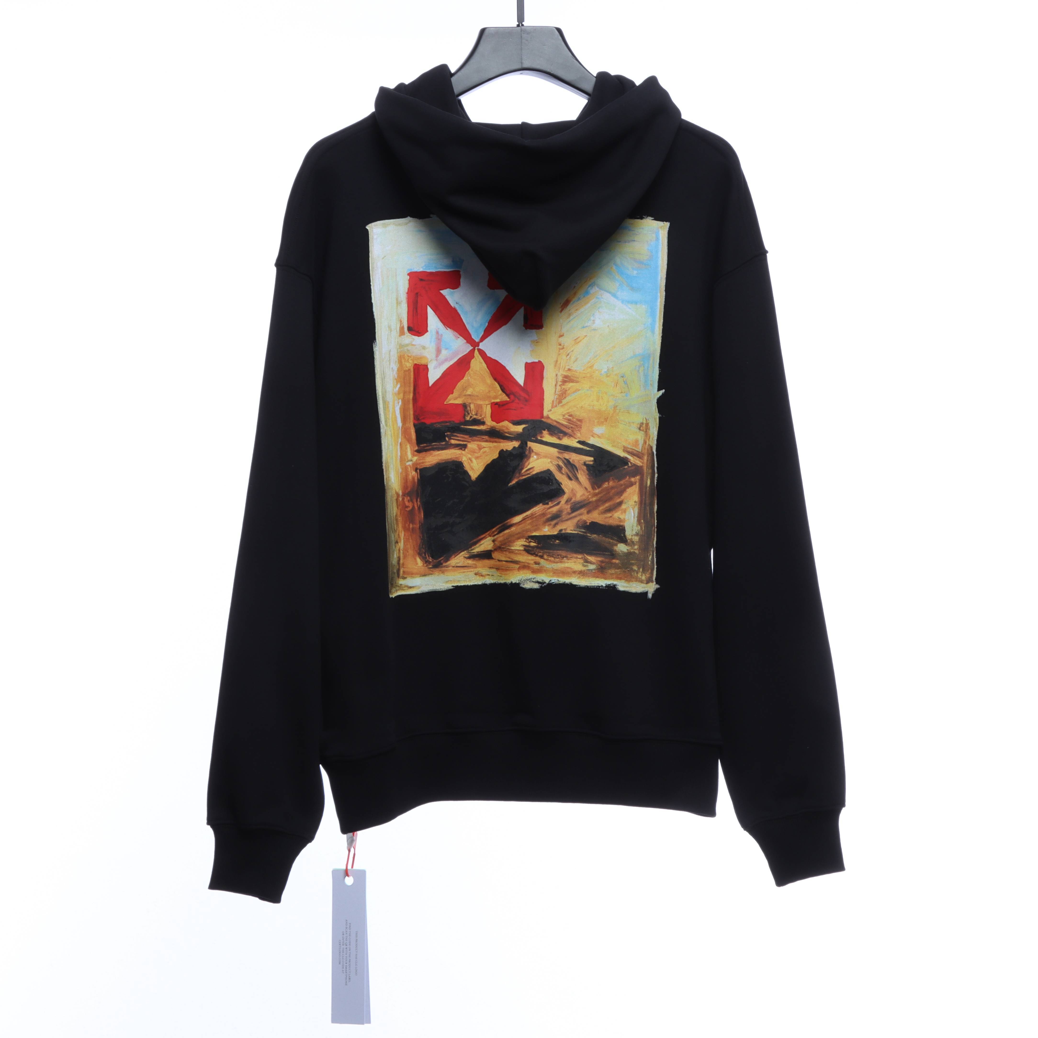 EM Sneakers Off-White Hoodie Eco Limited Edition Logo Red Arrow Black