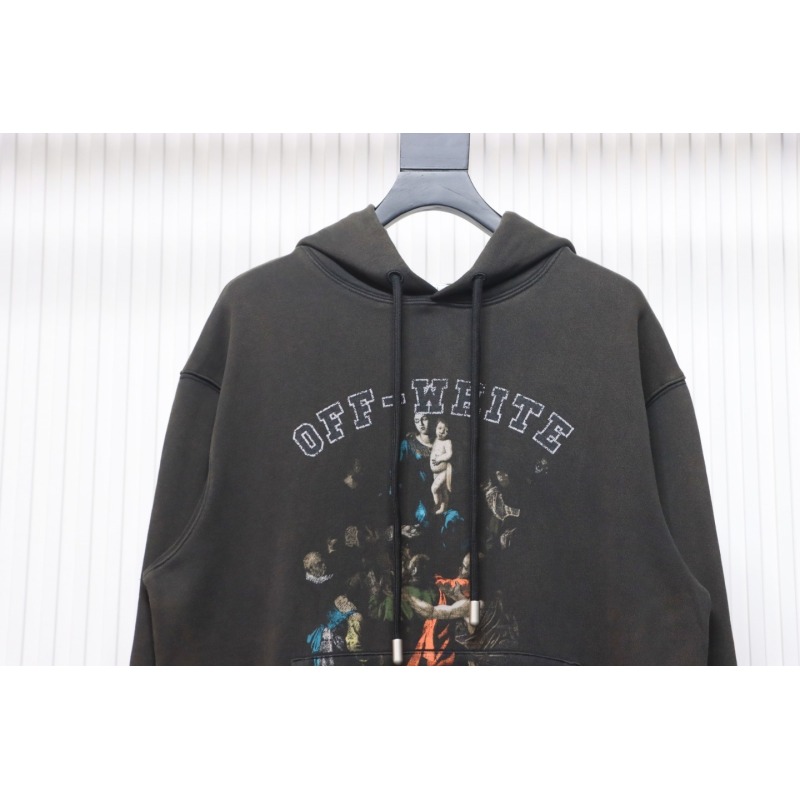 EM Sneakers Off-White Hoodie OW Washed Back Color Religious Dark Gray