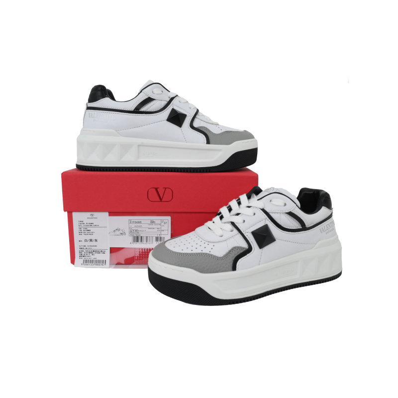 EM Sneakers Valentino Garavani One Stud XL Sneakers in White and Gray Leather
