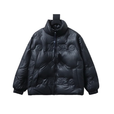 EM Sneakers Louis Vuitton Black Print Embossed Black Down Jacket 01