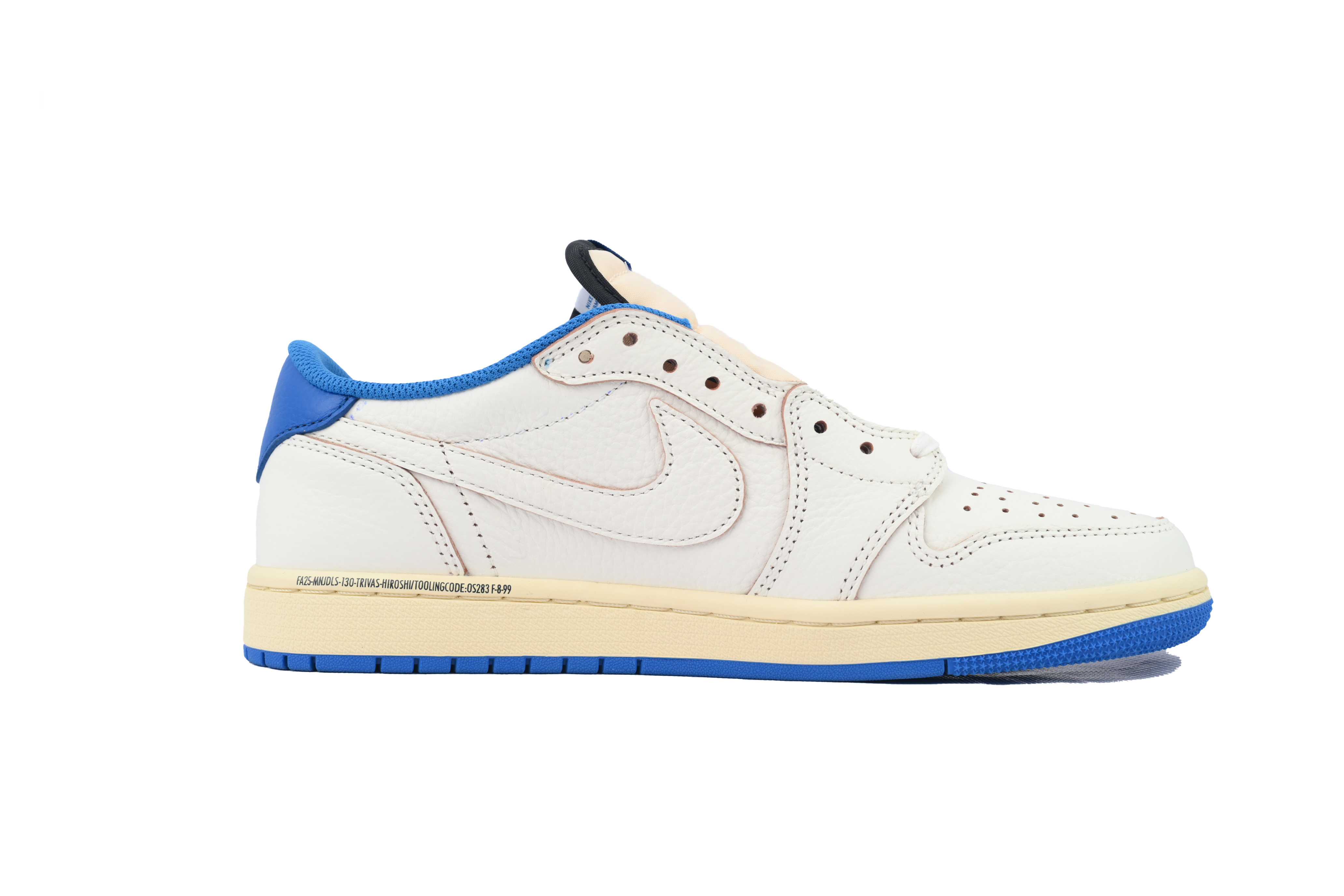 EM Sneakers Fragment Design x Travis Scott x Air Jordan 1 Retro Low Sail Military Blue