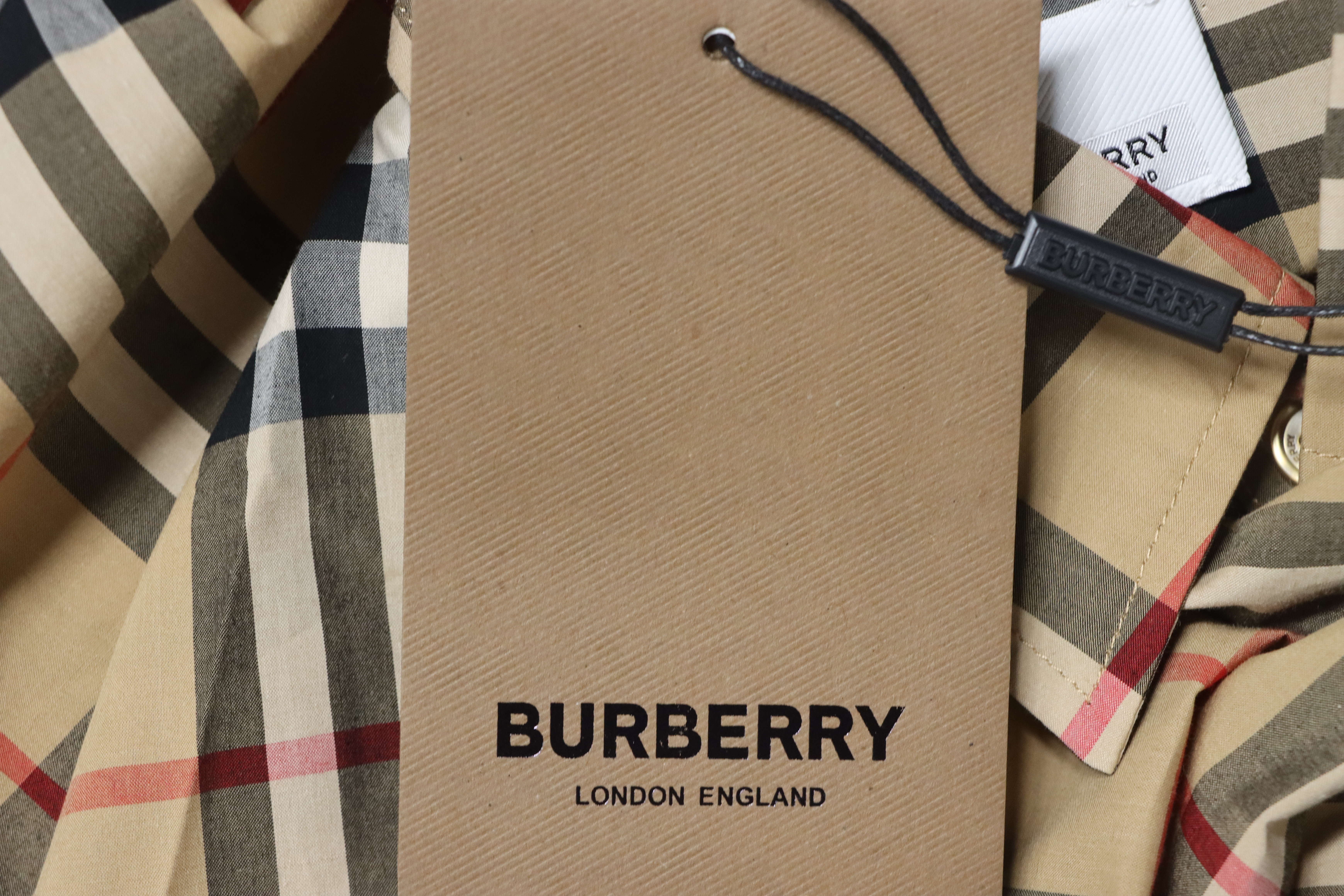 EM Sneakers Burberry Classic Fit Zebra Appliqué Check Cotton Long Sleeve Shirt Beige