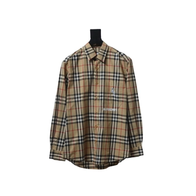 EM Sneakers Burberry Classic Fit Zebra Appliqué Check Cotton Long Sleeve Shirt Beige 01