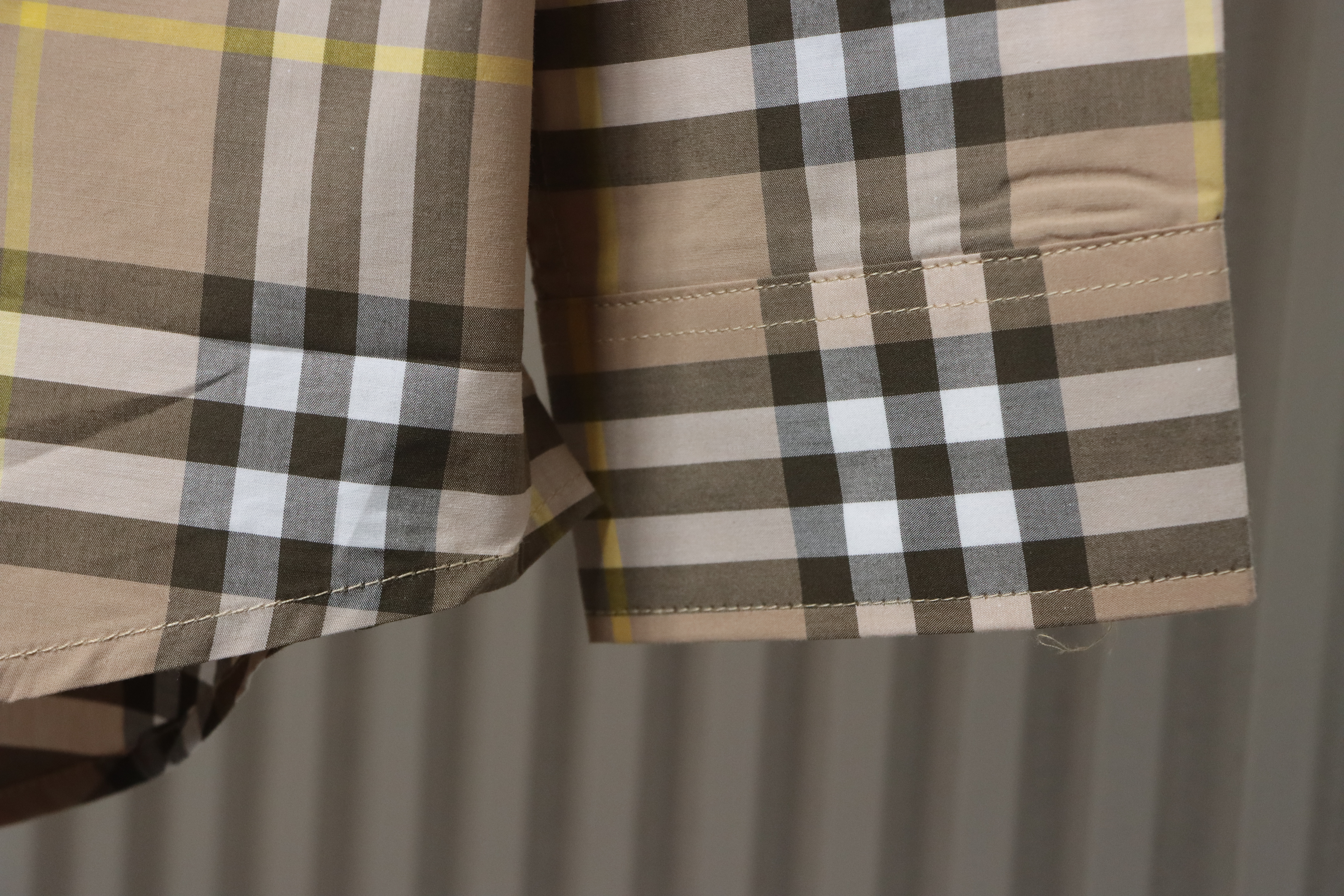 EM Sneakers Burberry Tartan Motif Cotton Long Sleeve Shirt Beige