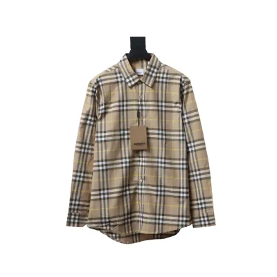 EM Sneakers Burberry Tartan Motif Cotton Long Sleeve Shirt Beige 01