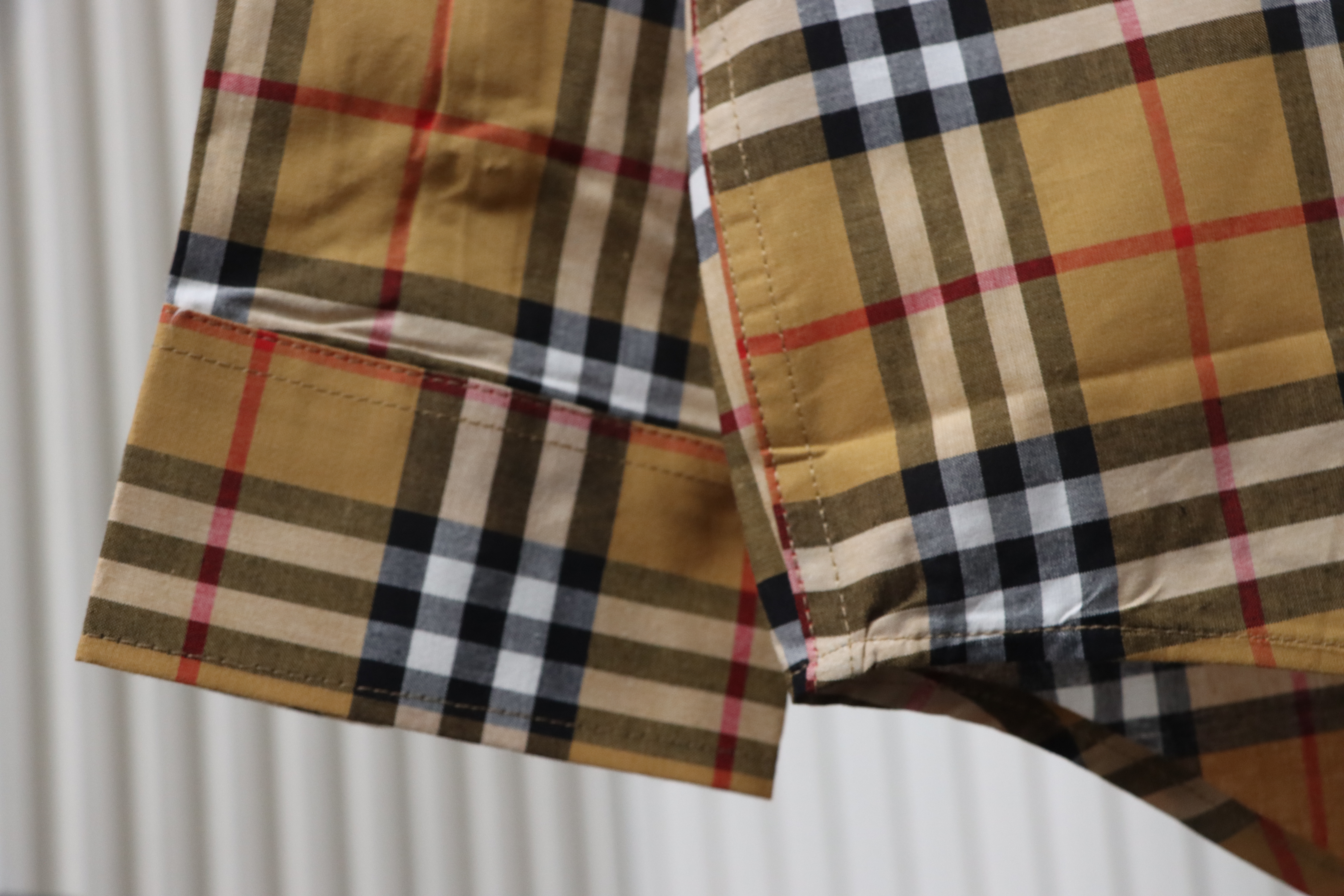 EM Sneakers Burberry Tartan Motif Cotton Long Sleeve Shirt Neon Rainbow Stripes