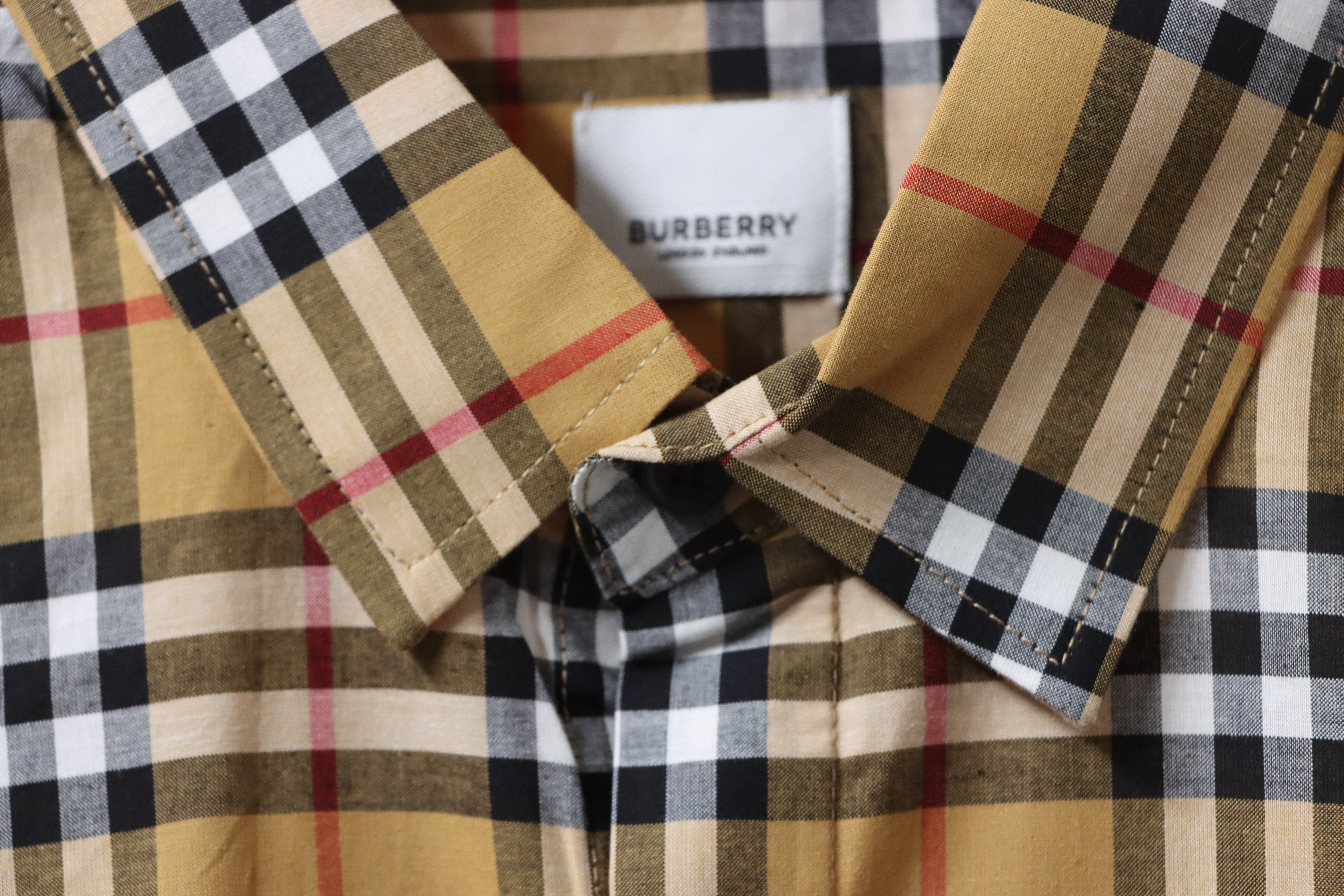 EM Sneakers Burberry Tartan Motif Cotton Long Sleeve Shirt Neon Rainbow Stripes