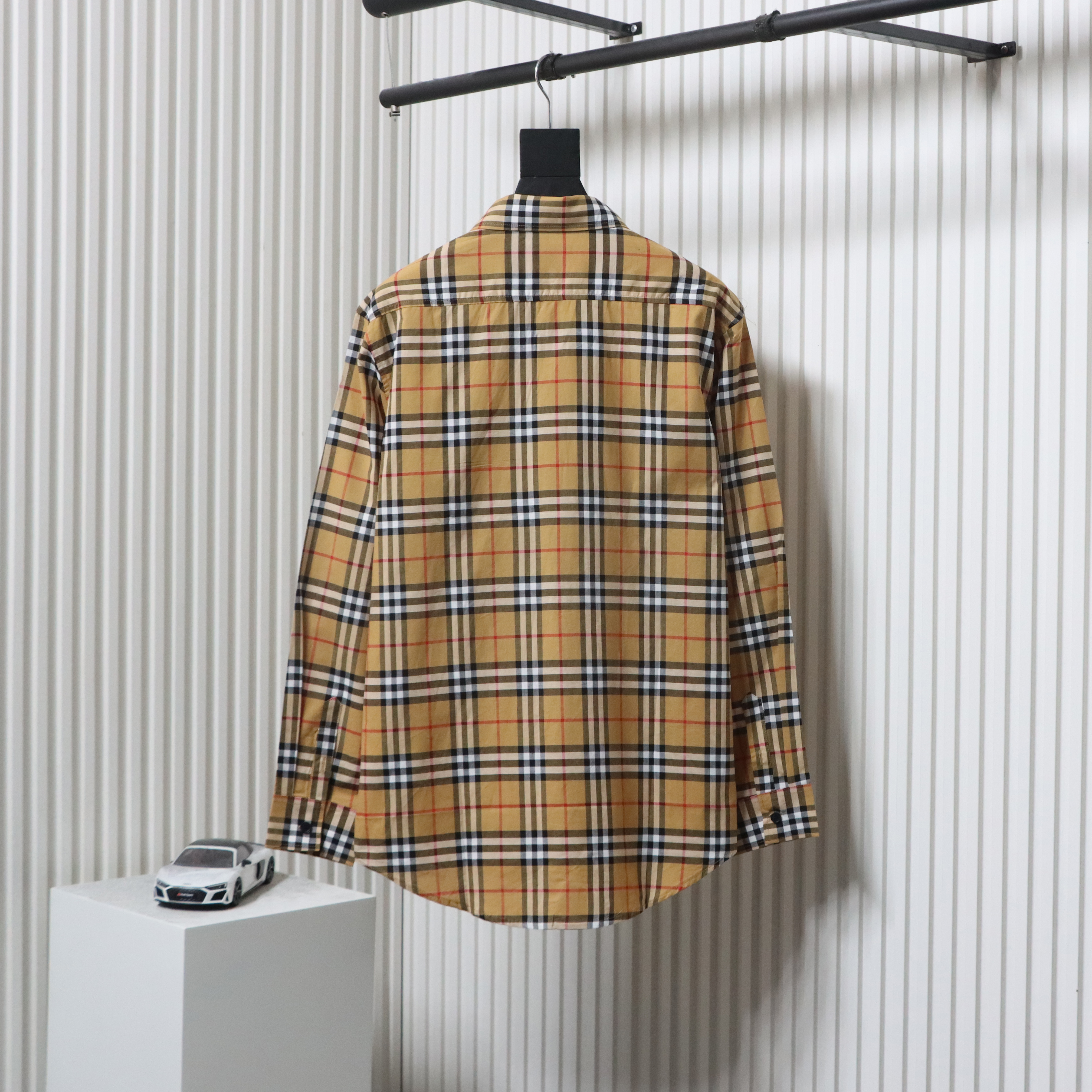 EM Sneakers Burberry Tartan Motif Cotton Long Sleeve Shirt Neon Rainbow Stripes