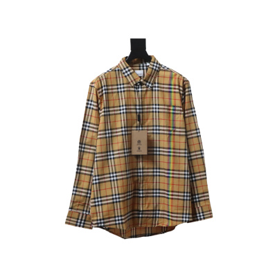 EM Sneakers Burberry Tartan Motif Cotton Long Sleeve Shirt Neon Rainbow Stripes 01