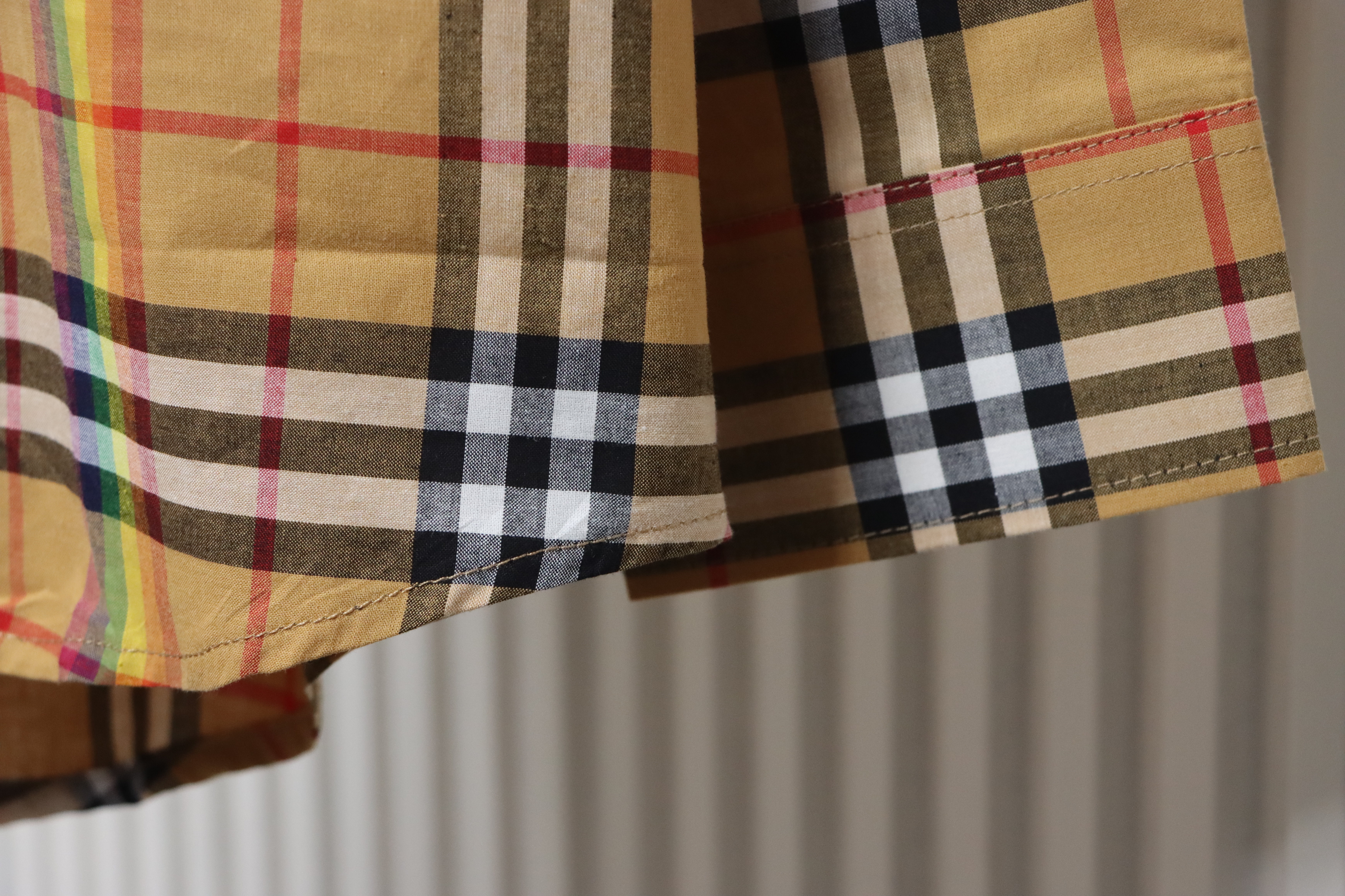 EM Sneakers Burberry Tartan Motif Cotton Long Sleeve Shirt Neon Rainbow Stripes