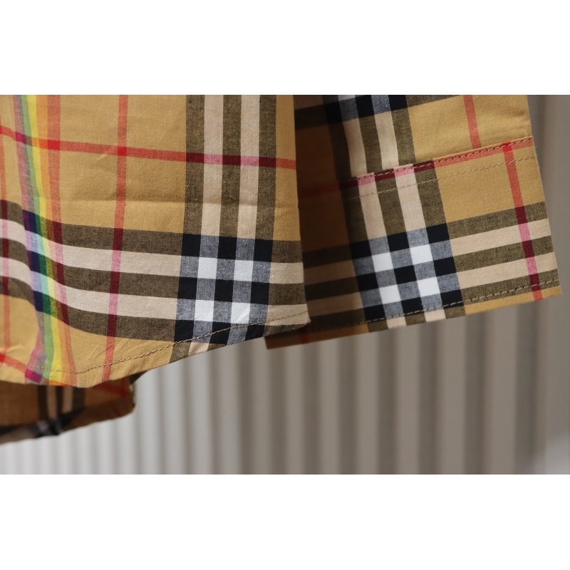 EM Sneakers Burberry Tartan Motif Cotton Long Sleeve Shirt Neon Rainbow Stripes