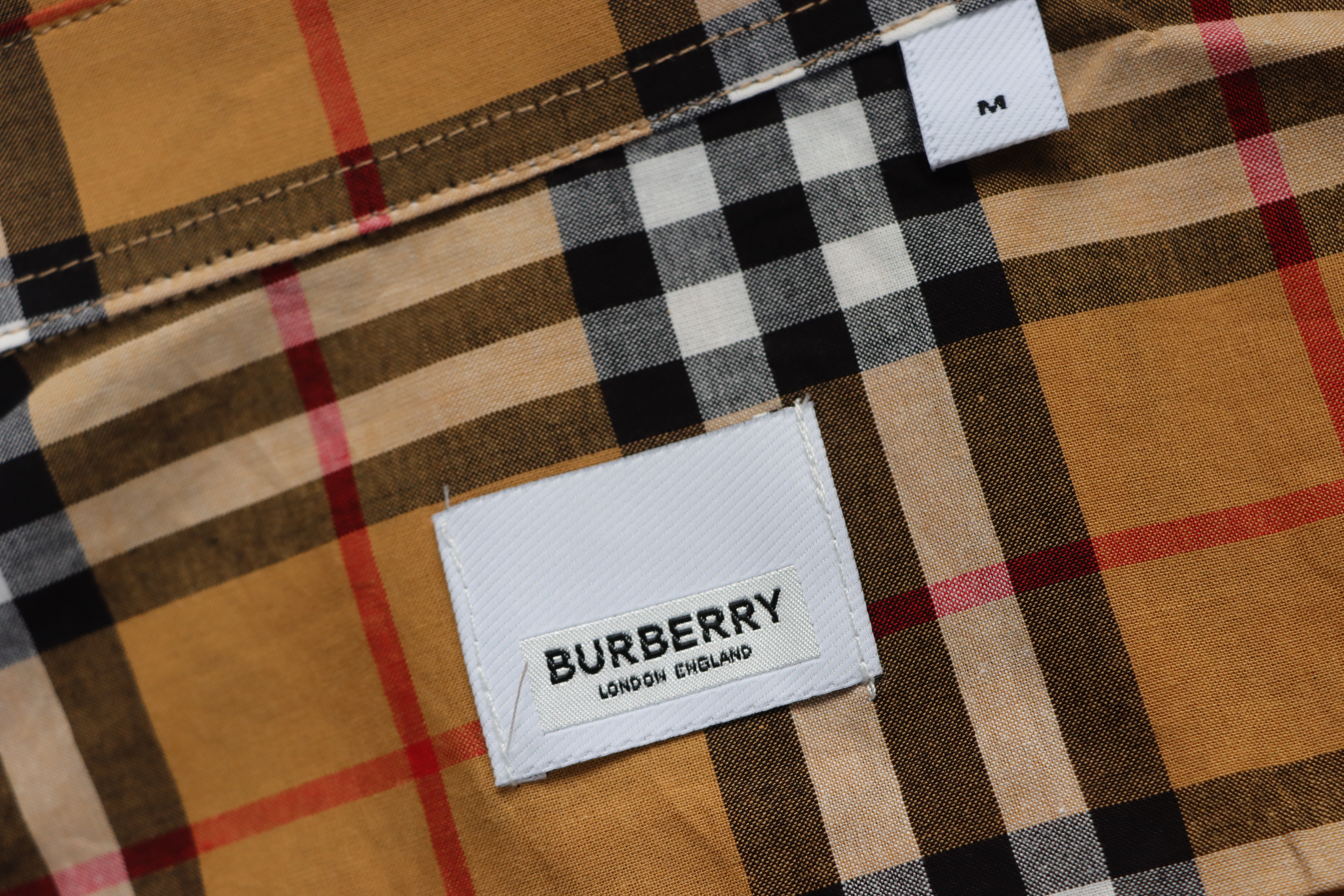 EM Sneakers Burberry Tartan Motif Cotton Long Sleeve Shirt Neon Rainbow Stripes