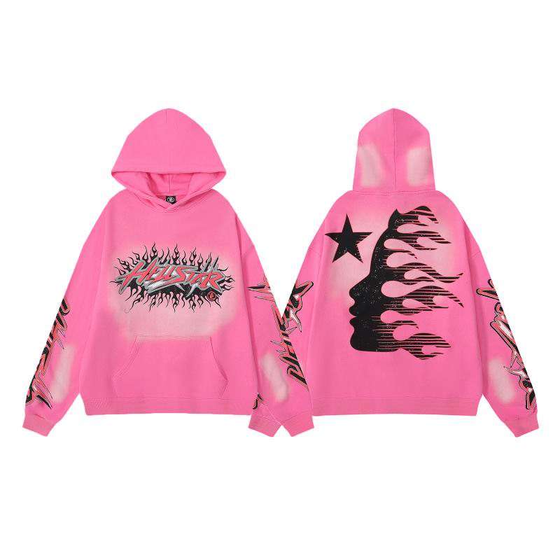 EM Sneakers Hellstar Grey Future Flame Hoodie & Sweatpant Sets Pink