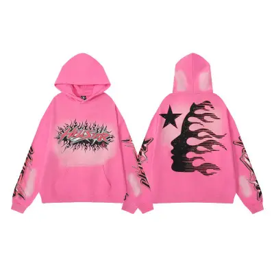 EM Sneakers Hellstar Grey Future Flame Hoodie & Sweatpant Sets Pink 02