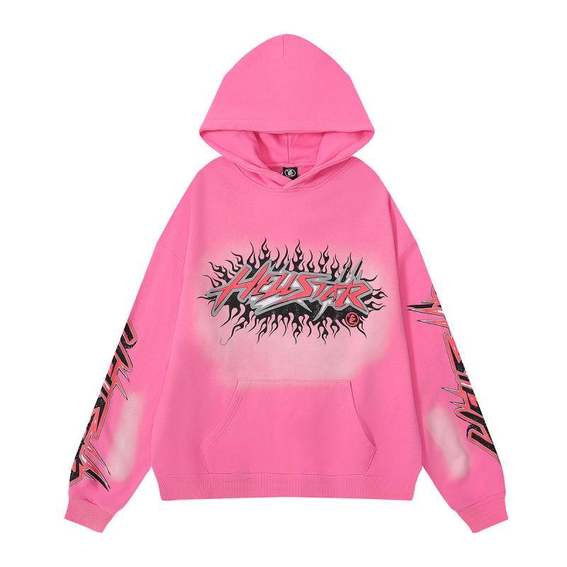 EM Sneakers Hellstar Grey Future Flame Hoodie & Sweatpant Sets Pink