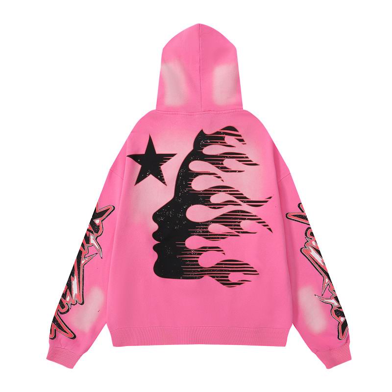 EM Sneakers Hellstar Grey Future Flame Hoodie & Sweatpant Sets Pink