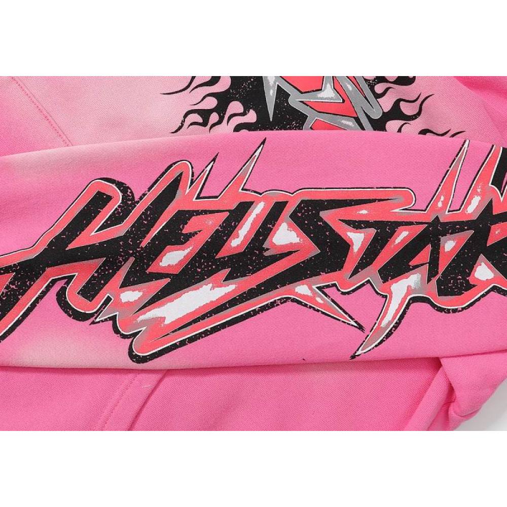 EM Sneakers Hellstar Grey Future Flame Hoodie & Sweatpant Sets Pink