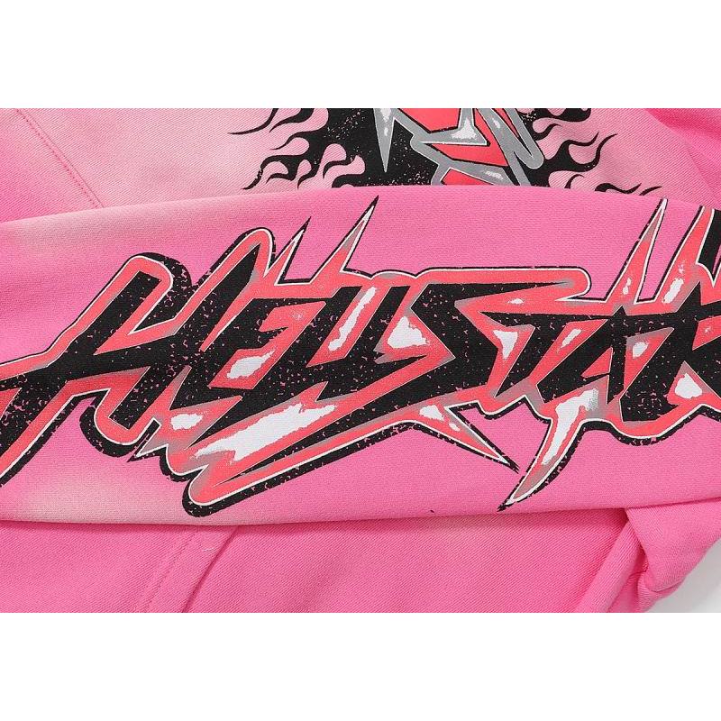 EM Sneakers Hellstar Grey Future Flame Hoodie & Sweatpant Sets Pink