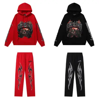EM Sneakers Hellstar Hoodie & Sweatpant Sets 2232 Black/Red 01