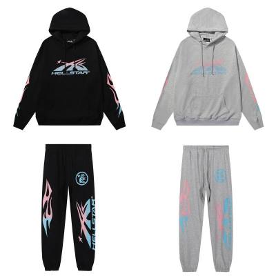 EM Sneakers Hellstar Hoodie & Sweatpant Sets 2331 Black/Gray 01