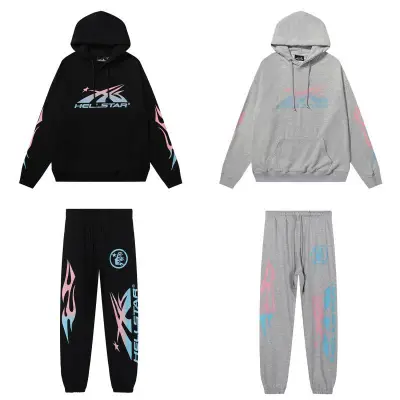 EM Sneakers Hellstar Hoodie & Sweatpant Sets 2331 Black/Gray 01
