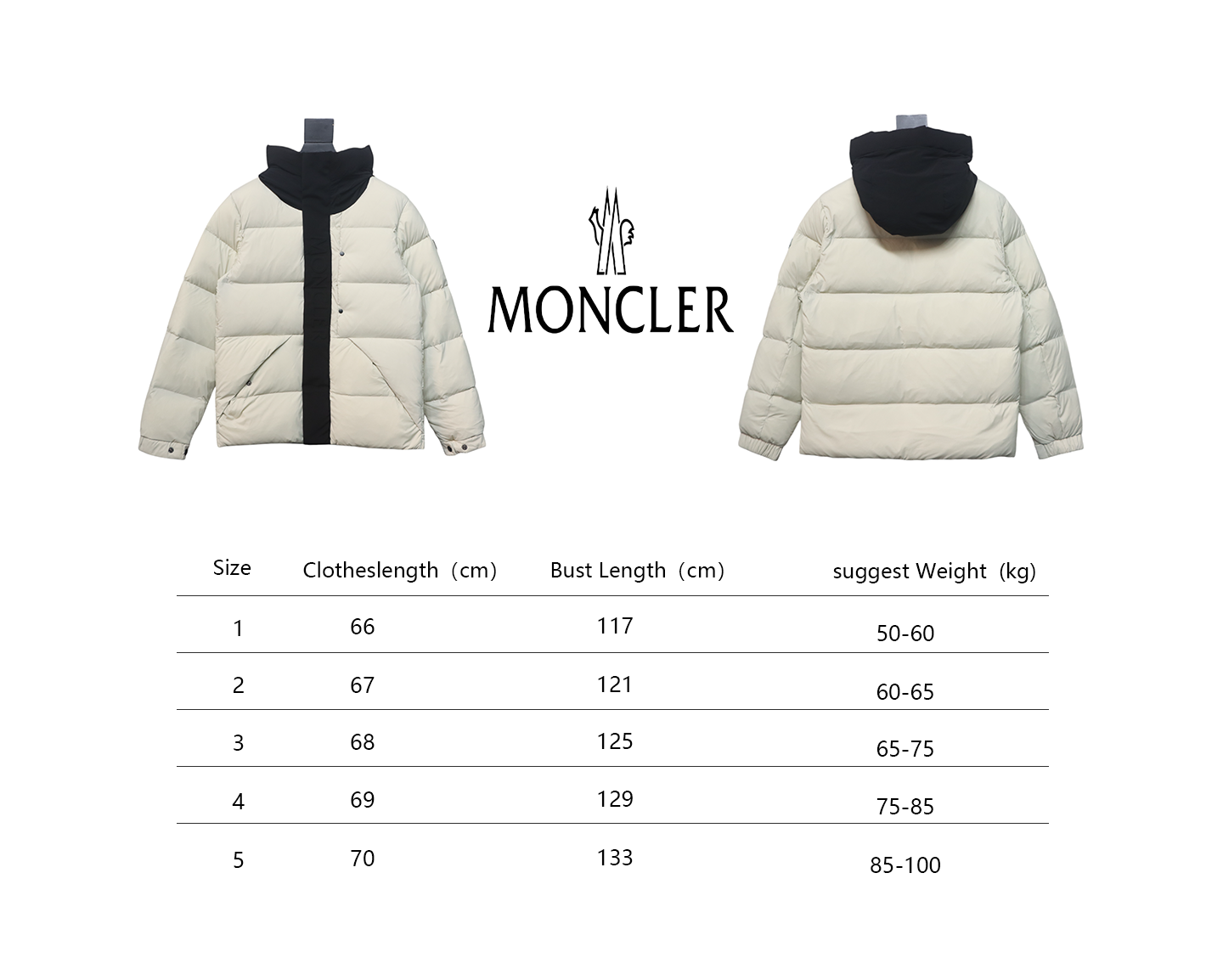 EM Sneakers Moncler Black and White Madeira Hooded Short Down Jacket
