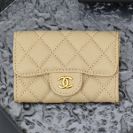EM Sneakers Chanel Classic Card Holder Quilted Caviar Gold-tone Beige