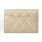 EM Sneakers Chanel Classic Card Holder Quilted Caviar Gold-tone Beige