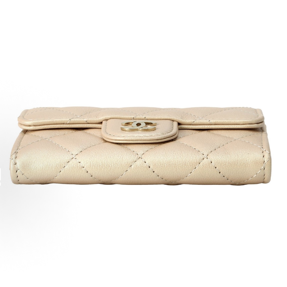 EM Sneakers Chanel Classic Card Holder Quilted Caviar Gold-tone Beige