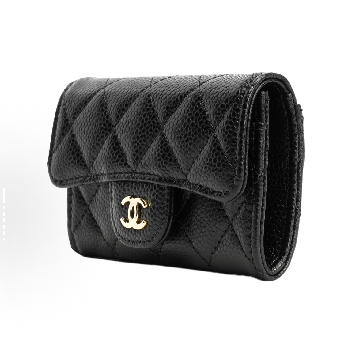 EM Sneakers Chanel Classic Card Holder Quilted Caviar Gold-tone Black