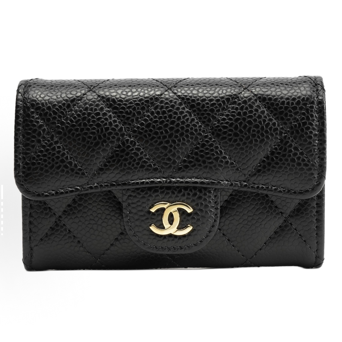 EM Sneakers Chanel Classic Card Holder Quilted Caviar Gold-tone Black