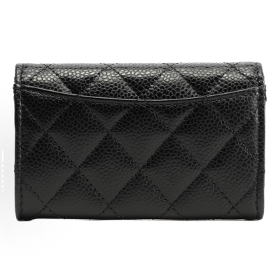 EM Sneakers Chanel Classic Card Holder Quilted Caviar Gold-tone Black 02